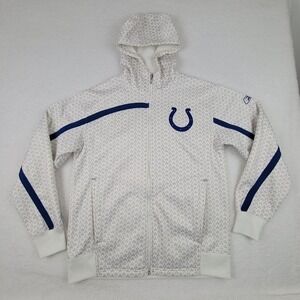 Reebok Indianapolis Colts On Field Zip Up Hooded Jacket‎ Mens Small S White